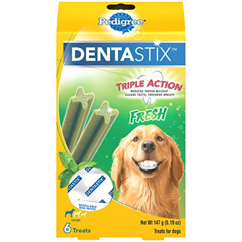 PEDIGREE DENTASTIX Dental Dog Treats for Large Dogs Fresh Flavor Dental Bones  5-19 oz- Pack 6 Treats