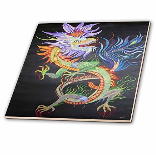 3dRose ct_46718_4 Chinese Dragon Chinese Dragon, Chinese Mythology, Dragoncreature, Yang, Chinese New Year Ceramic Tile, 12-Inch