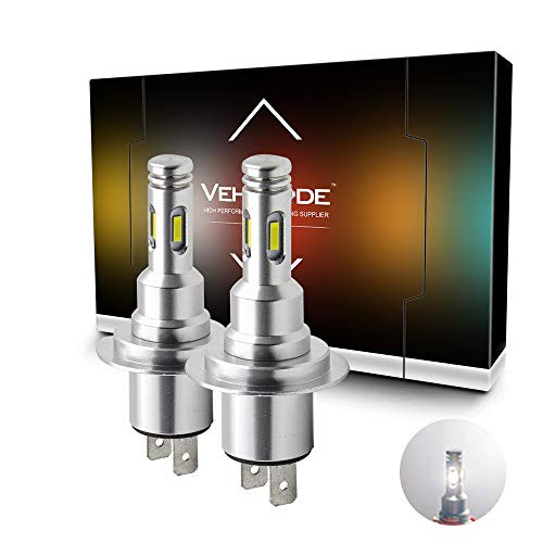 VehiCode 4-Side H7 LED Fog Light Bulb 6000K White Fanless Conversion Kit - Mini Slim Waterproof DRL Daytime Running Light Replacement No Fan Plug and Play Lamp for Car Motorcycle 2 Pack