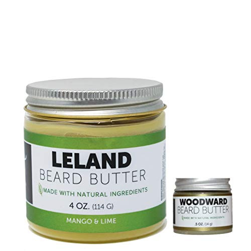 Detroit Grooming Co- Beard Butter - Limited Edition Leland 4oz - Woodward 0-5oz Combo - Essential Oils  Natural Ingredients Nourish  Promote Beard Growth - Heals with Strong Hold for Best Styling