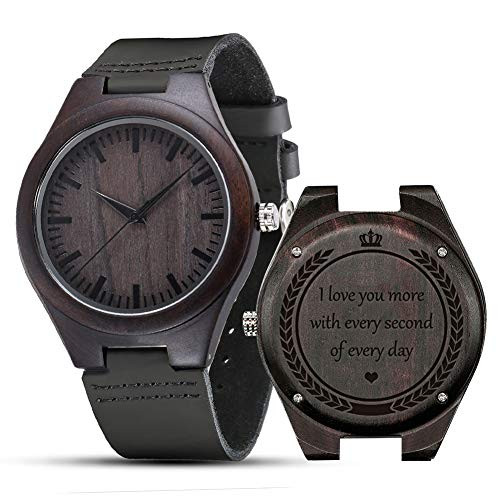 Engraved Wooden Watches  Personalized Engraved Wood Watch Japanese Movement Battery Anniversary Birthday Graduation Watches for Mens Husband Love Dad Mom Son Friend for All Love