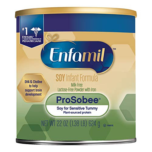Enfamil ProSobee Soy Sensitive Tummy Baby Formula Dairy-Free Lactose-Free Milk-Free Soy Based Formula Plant Protein Powder 22 oz- Can Omega 3 DHA for Brain Support Enfamil ProSobee Soy Sensitive Tummy Baby Formula Dairy-Free Lactose-Free Milk-Free Soy Based Formula Plant Protein Powder 22 oz- Can Omega 3 DHA for Brain Support
