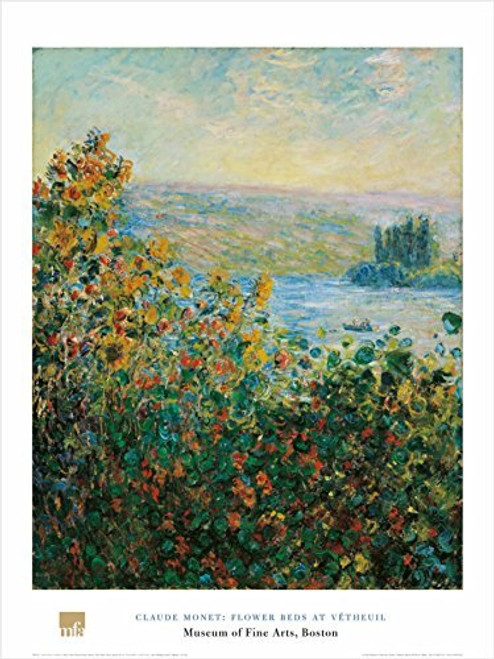 Flower Beds At Vetheuil by Claude Monet 32x24 Art Print Poster Famous Painting Floral Ocean Landscape View