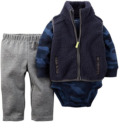 Carter s Baby Boys  3 Piece Vest Set - Navy-Grey Camo - 6 Months