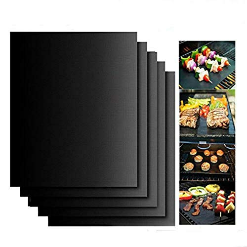 Grill Mat - Set of 5 BBQ Grill Mats Non Stick  BBQ Mats Reusable Non-Stick Mats BBQ Liner 40X33CM