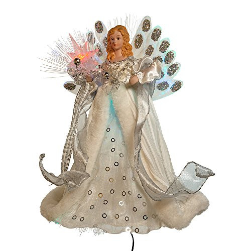 Kurt Adler LED Fiber Optic Angel Figurine, 12-Inch, White and Silver Kurt Adler LED Fiber Optic Angel Figurine, 12-Inch, White and Silver