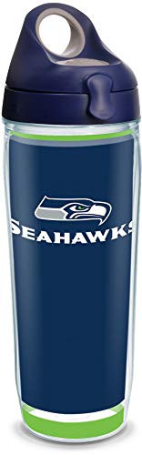 Tervis NFL Seattle Seahawks - Touchdown Insulated Tumbler with Wrap and Navy with Gray Lid  24 oz Water Bottle - Tritan  Clear