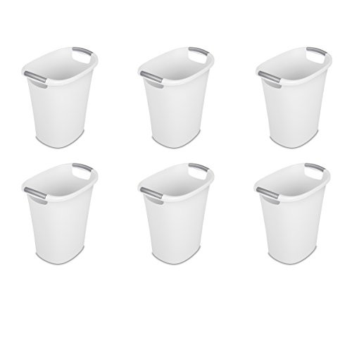 STERILITE 10638006 6 Gallon Ultra Wastebasket, White w/Titanium Inserts, 6-Pack