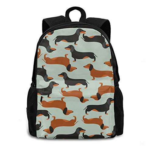 Black And Brown Dachshund Laptop Backpack Durable Lightweight School Bookbag Casual Daypack Travel Hiking Camping College