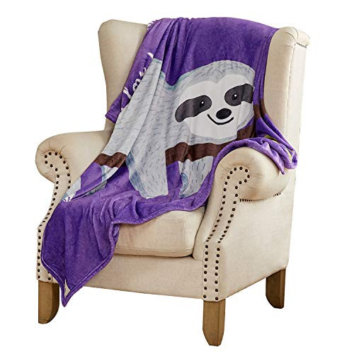 Hallmark Flannel Throw Blanket for Couch  Soft Lightweight Warm Blanket for Bed Couch Sofa  All Season Plush Throw Blanket Sloth  50  x60