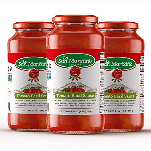 Tomato and Basil Classic Pasta Sauce La San Marzano 100 Product of Italy 24 Ounce Jars - 100 Genuine Ingredients With San Marzano Tomatoes Pack of 3 Tomato and Basil Classic Pasta Sauce La San Marzano 100 Product of Italy 24 Ounce Jars - 100 Genuine Ingredients With San Marzano Tomatoes Pack of 3