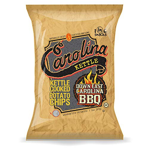 Carolina Kettle - Down East Carolina BBQ Kettle Cooked Potato Kettle Chips - Carolina BBQ Style Chips Sweet Spicy and Vinegar BBQ Chips- Gluten Free Snacks- 12 Pack Case - 2oz Bags
