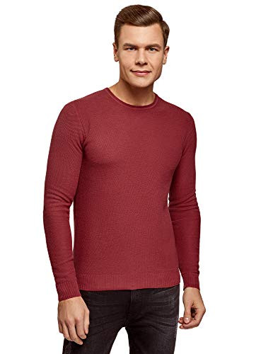 oodji Ultra Men s Crew Neck Knit Pullover  Red  US 36-38 - EU 46-48 - S