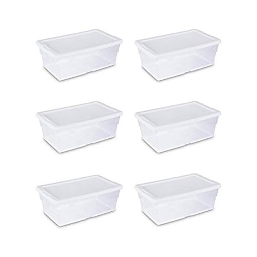 STERILITE 16428012 6 Quart-5-7 Liter Storage Box  White Lid with Clear Base Pack of 6