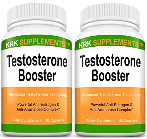 2 Bottles Testosterone Booster Anti-Estrogen Anti-Aromatase Complex Tribulus Terrestris Extract Chrysin Diindolylmethane DIM Eurycoma Longifolia Jack Gamma Oryzanol 180 Total Capsules KRK Supplements 2 Bottles Testosterone Booster Anti-Estrogen Anti-Aromatase Complex Tribulus Terrestris Extract Chrysin Diindolylmethane DIM Eurycoma Longifolia Jack Gamma Oryzanol 180 Total Capsules KRK Supplements