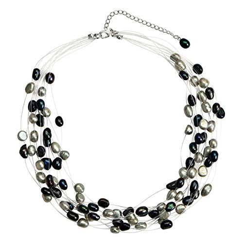 Regalia Multi Strand Baroque Multi-Black Freshwater Cultured Pearl Floating Necklace Regalia Multi Strand Baroque Multi-Black Freshwater Cultured Pearl Floating Necklace
