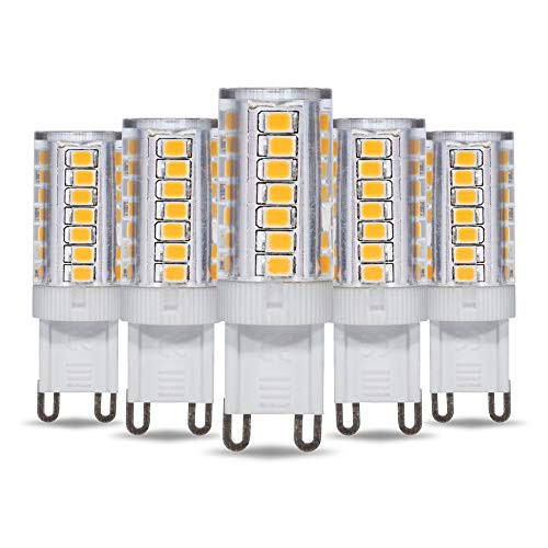 G9 LED Light Bulb 5W T4 40W Halogen Replacement by Simba Lighting for Pendants, Ceiling Lights, Desk Lamp, Wall Sconce, 120V JCD Bi-Pin Base Non-Dimmable, 3000K Soft White, Pack of 5
