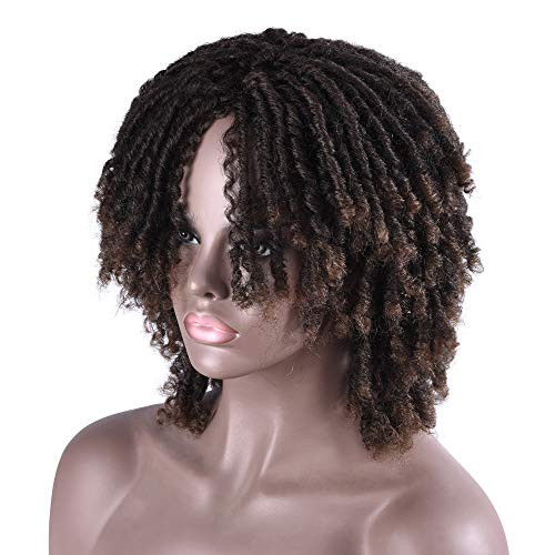 6  Dreadlock Wig Short Afro Twist Wigs For Black Women Natural Synthetic Faux Locs Full Braided Wig With Curly Ends T1B-30