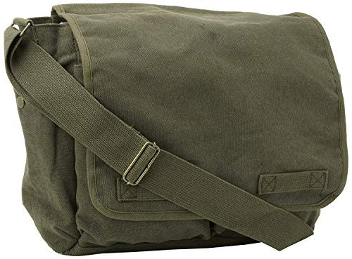 ARMYU Olive Green Original Heavyweight Classic Military Messenger Bag  Pin