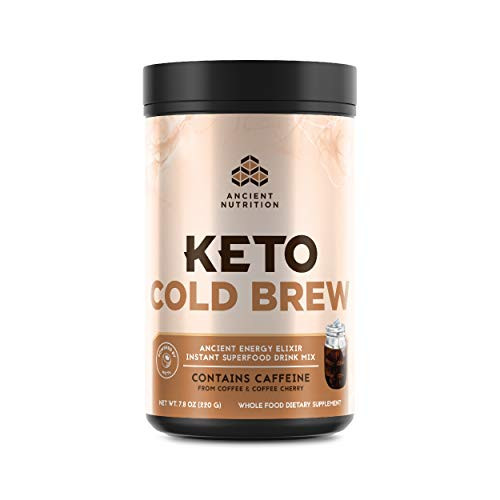 Ancient Nutrition KetoCOLDBREW Energy Elixir Powder  20 Servings  Keto Diet Supplement  MCTs from Coconut  Coffee Beans  Energy Booster