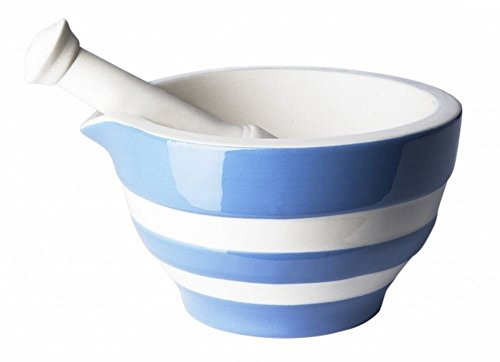 Cornishware Blue and White Stripe Stoneware Mortar and Pestle