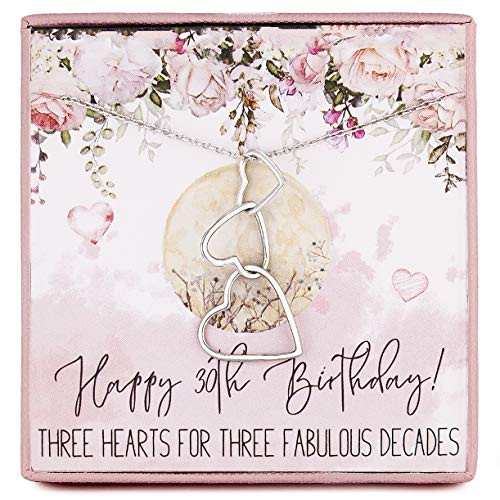 30th Birthday Gifts For Women 925 Sterling Silver Three Interlocking Hearts Pendant Necklace For Her Chain Adjust From 16  to 21  Long Extender