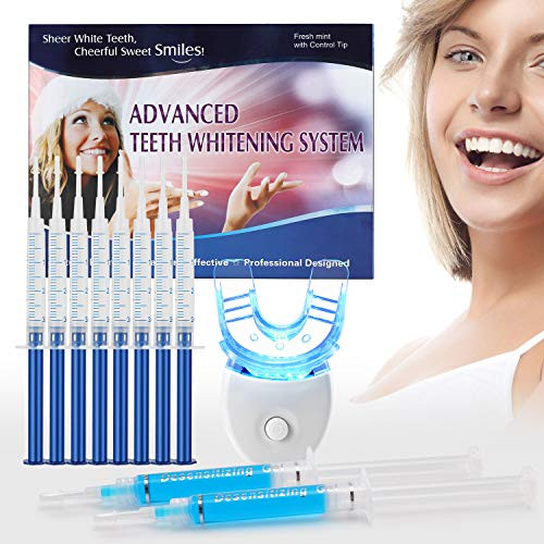 Teeth Whitening  with 5X LED Light Teeth Whitener with Mouth Trays   Remineralizing Gel and Tray Case  Home   Safety Tooth Whitener Kit