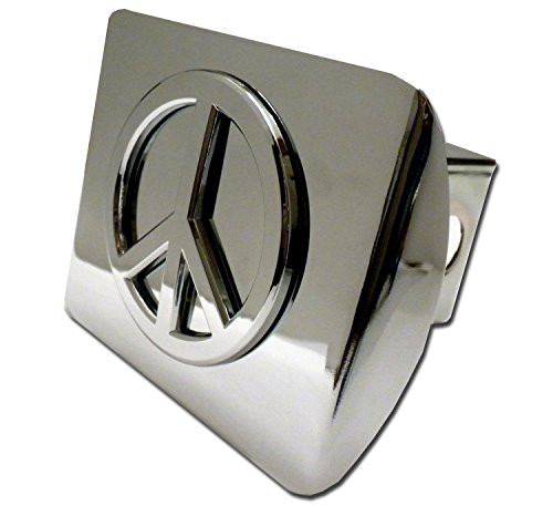 Elektroplate Chrome Peace Sign Chrome Metal Hitch Cover Elektroplate Chrome Peace Sign Chrome Metal Hitch Cover