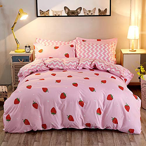 Strawberry Duvet Cover Set Full Size Strawberry Printed Bedding Duvet Cover for Kids Teens Girls Quilt Cover Fruit Theme Comforter Cover Cute Warm Sweet Duvet Cover Soft Breathable Bedspread Cover Strawberry Duvet Cover Set Full Size Strawberry Printed Bedding Duvet Cover for Kids Teens Girls Quilt Cover Fruit Theme Comforter Cover Cute Warm Sweet Duvet Cover Soft Breathable Bedspread Cover
