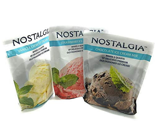 Nostalgia Ice Cream Mix  Variety Pack of 1 Each  Chocolate  Vanilla  Strawberry  8-0 oz each