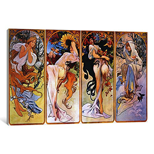 iCanvasART 1-Piece The Four Seasons '1895' Canvas Print by Alphonse Mucha, 0.75 by 12 by 8-Inch