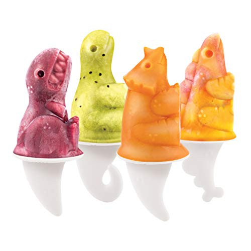 Tovolo Dino Ice Pop Molds Flexible Silicone Easily-Removable Dishwasher Safe Set of 4 Popsicle Makers with Sticks Tovolo Dino Ice Pop Molds Flexible Silicone Easily-Removable Dishwasher Safe Set of 4 Popsicle Makers with Sticks