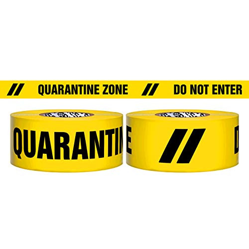 Presco Premium 3 Mil Thick Barricade Tape 3 in x 1000 ft- Yellow with Black QUARANTINE ZONE DO NOT ENTER printing Presco Premium 3 Mil Thick Barricade Tape 3 in x 1000 ft- Yellow with Black QUARANTINE ZONE DO NOT ENTER printing