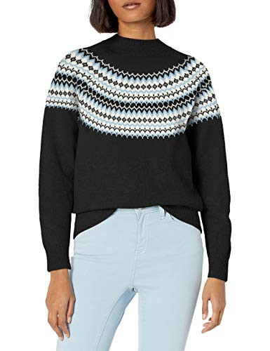 BCBGeneration Women s Fairisle Sweater  Black Combo  X Small