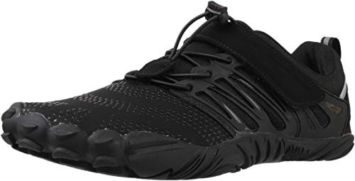 WHITIN Men s Trail Running Shoes Minimalist Barefoot 5 Five Fingers Wide Width Toe Box Gym Workout Fitness Low Zero Drop Male Walking Trainer Cross Training Road Black Size 8