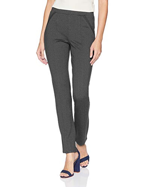 Rafaella Women s Ponte Comfort Fit Slim Leg Pants  Charcoal Heather  14