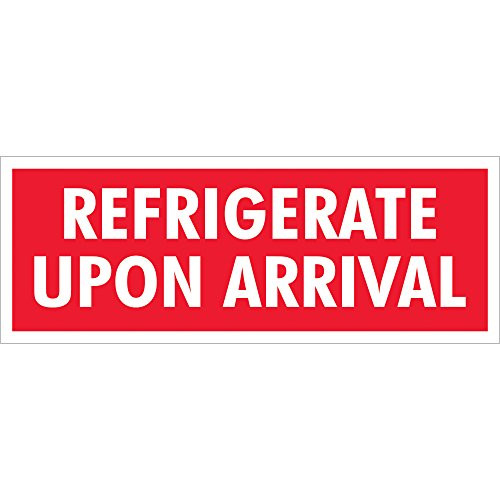 Refrigerate Upon Arrival  Labels-Stickers  4  x 1-1-2   Red-White  500 Labels Per Roll 1 Roll