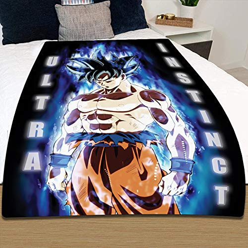 Dragon Ball Super Saiyan Goku Blanket  Black  Blue 45 x 60   Ultra Instinct DBZ Blanket  DBS Plush Throw Fleece  Anime Bedding for Kids and Adults  by Just Funky