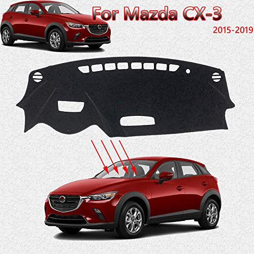 Great-luck Dashboard Cover Mat Custom Fit Dashboard Protector  Dash Cover Easy Installation  Reduces Glare  Eliminates Cracking for Mazda CX-3 2015 2016 2017 2018 2019