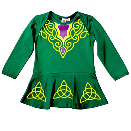 Green Babies Vest Designed As Irish Dancing Dress With Celtic Design  6-12 Months Green Babies Vest Designed As Irish Dancing Dress With Celtic Design  6-12 Months