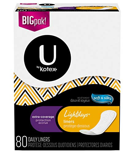 Kotex Natural Balance Lightdays Liners  Unscented  Extra Coverage  80 Count  Pack of 3-