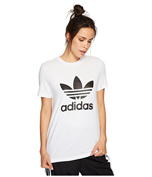 adidas Originals Women s Trefoil Tee  White-Black  L adidas Originals Women s Trefoil Tee  White-Black  L