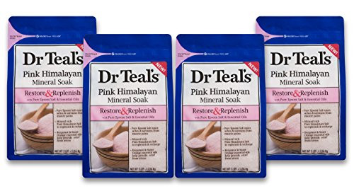Dr Teal s Epsom Salt Soaking Solution  Restore   Replenish  Pink Himalayan Mineral Soak  4 Count - 3lb Bags  12lbs Total
