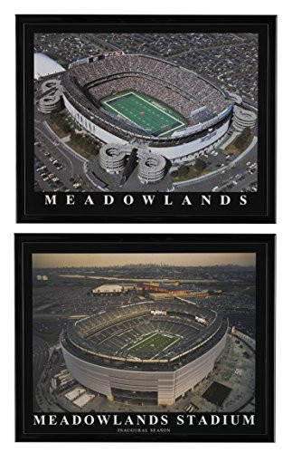 New York Jets New   Old Meadowland Stadium Framed Aerial Prints Set of 2