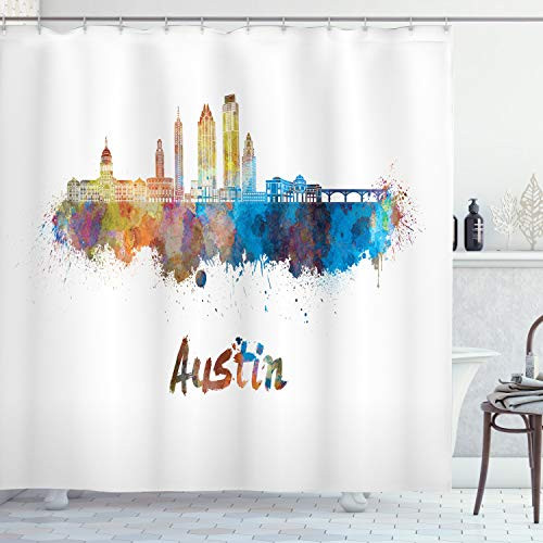Ambesonne Austin Shower Curtain Typographic Design with Paint Splatters Illustrated in an Composition Cloth Fabric Bathroom Decor Set with Hooks 70 Long Multicolor Ambesonne Austin Shower Curtain Typographic Design with Paint Splatters Illustrated in an Composition Cloth Fabric Bathroom Decor Set with Hooks 70 Long Multicolor