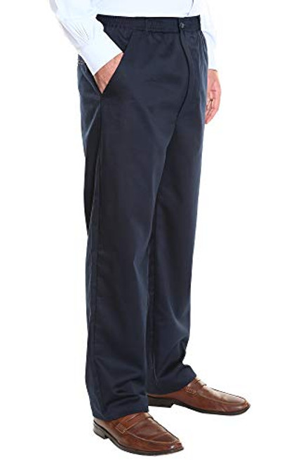 Pembrook Men s Elastic Waist Casual Pants Twill Pants with Zipper and Button - 3XL - Navy