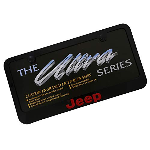 Elite Automotive Products  Inc-Black Fill License Plate Frame for Jeep Red