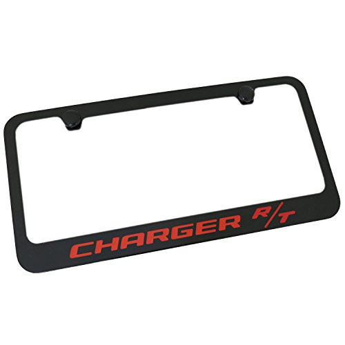 Elite Automotive Products  Inc-Black Fill License Plate Frame for Dodge Charger Daytona Orange