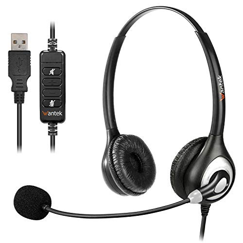 USB Headset with Microphone Noise Cancelling  Stereo Computer Headphones for PC Laptop SoftPhone Skype Business Call Center Office  Audio Controls  Crystal Clear Chat  Ultra Comfort