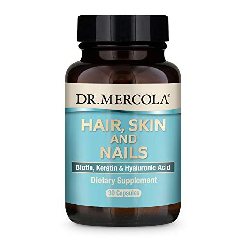 Dr- Mercola Hair  Skin   Nails  30 Capsules 30 Servings  with Biotin  Solubilized Keratin  and Low Density Hyaluronic Acid  Non GMO  Gluten Free  Soy Free